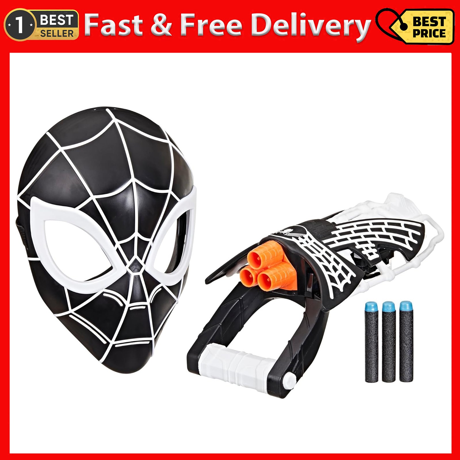 Ma rvel Spider-Man Symbiote Tri-Shot Blaster & Mask Role Play Gauntlet & Mask