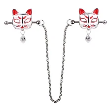 FRKO Metal Nipple Clamps With Leather Collar Choker Chain Nipple Clip Body Chain