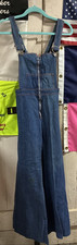 VTG Women's 60s 70s Bell Bottom Denim Blue Jean Overalls Zipper Front Size XXS 