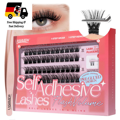 LASHVIEW Selbstklebende Wimpern 24 Std Halt 72 Stück 10