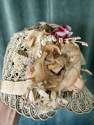 Original Vintage Art Deco Flapper Handmade Cloche Hat Flowers Skullcap - Picture 7 of 9