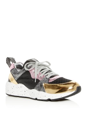 P448 Womens Pink Speckled Pull Tab Alex Round Toe Wedge Athletic Sneakers 36