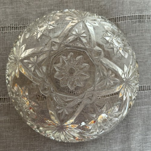 Vintage Star of David Crystal Glass Anchor Hocking Covered Candy Dish Bowl Lid - Picture 8 of 8