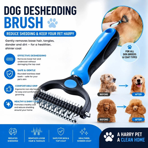 Professional Pet Grooming Comb Brush | Dematting & Undercoat Rake Tool for Pets