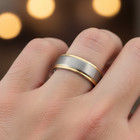 6mm Two-Tone Tungsten Ring – Yellow gold Stepped Edge Brushed Center Band — photo 5