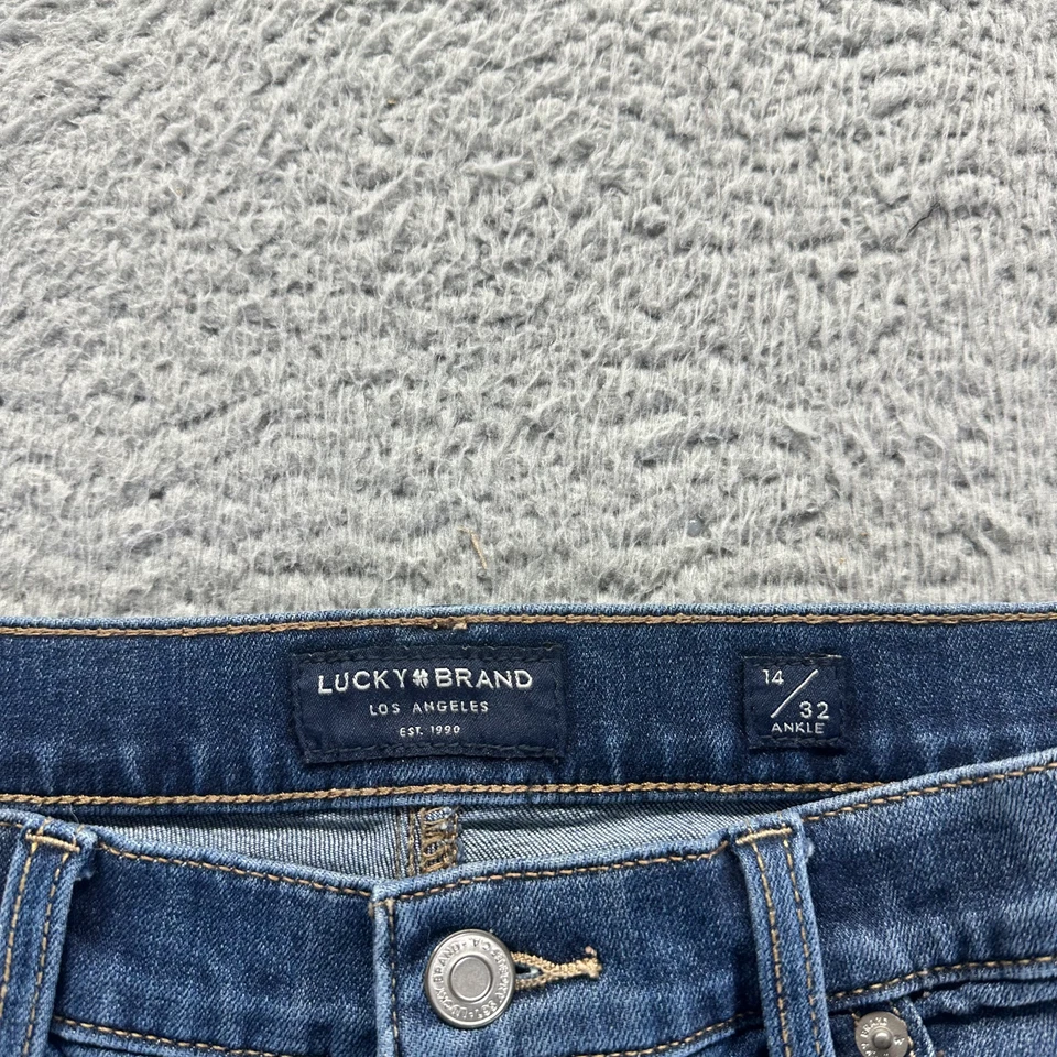 Lucky Brand Ava Jeans Women's 14 Blue Denim Cotton Ankle Mid Rise Skinny Faded - Image 4 of 4