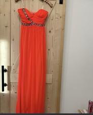 City Studio Beaded Rhinestone Gown Orange Chiffon Sweetheart Long Dress 5