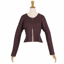 Pleats Please Issey Miyake Cardigan No Collar Pleated Womens 4 (xl) Used MOLO-0