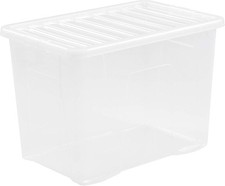 Image of Wham 3 pieces, crystal storage box with lid, 80 litres, 3, Transparent