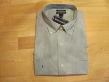 Saddlebred Mens XL Light Green, Cotton, Button Down Short Sleeve Shirt, NEW