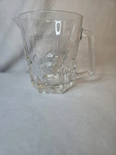 DURALEX Spain Verallia Double Thumbprint Clear Glass Pitcher 1950's - 1960's