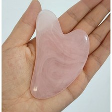 Natural Rose Quartz Facial Jade Gua Sha Stone Beauty Massage Tool Face Massager