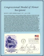Joseph Jeremiah McCarthy d1996 signed autograph FDC USA Marine WWII MOH