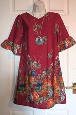 Yumi Boho Relaxed Oversized Ruffle Sleve Floral Tunic Dress sz 8