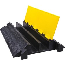 2 Large Channels Rubber Floor Cable Protector Ramp Heavy-Duty Floor Cable Wire