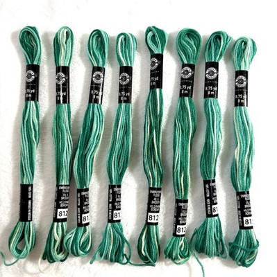 LOOPS & THREADS GREEN VARIEGATED EMBROIDERY FLOSS THREAD 8.75 YDS 8 SKEINS