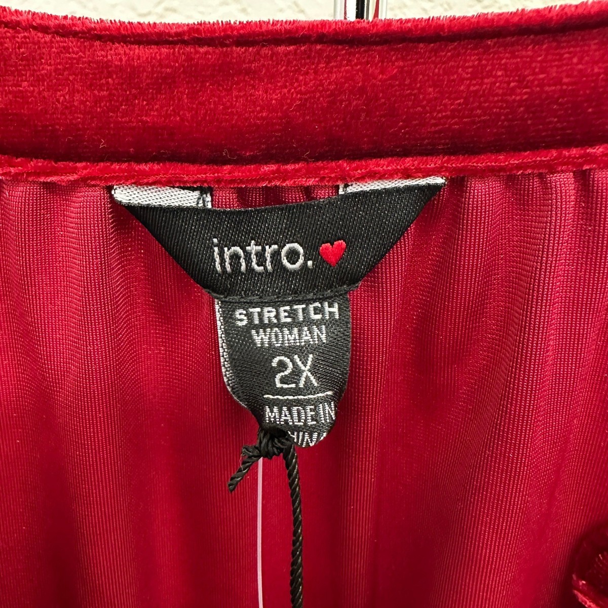 NWT Intro Stretch Red Velvet Ruffle Sleeve Split Neck Blouse Top 2X 3-44682V View 6