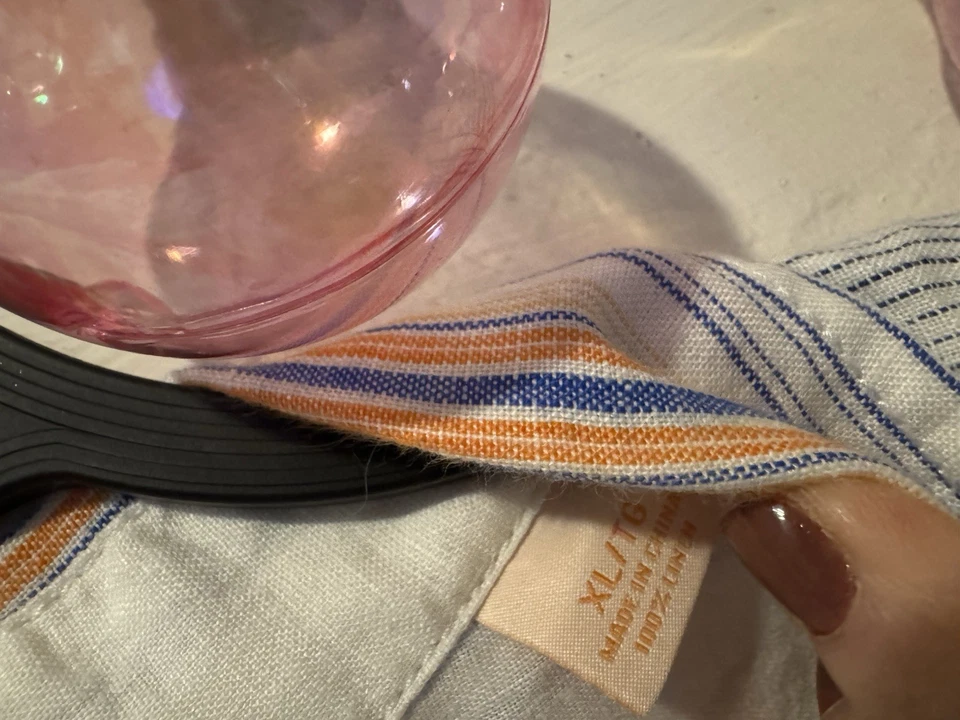 Tommy Bahama Mens XL Vertical Striped 100% Linen Short Sleeve Relax - Image 4 of 4