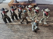 Vintage Metal Cowboy Figurines, Toy Soldiers And Misc Metal Figure 1940's 