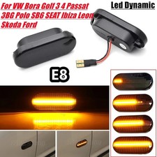 LED Side Marker Turn Signal Lights T10 Dynamic Flowing Smoked Amber Pair
