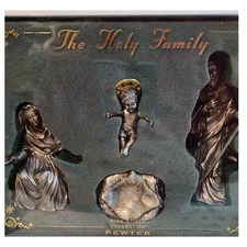  Lenox Kirk Stieff Pewter Nativity Set Holy Family 3-Piece Made in USA with Box