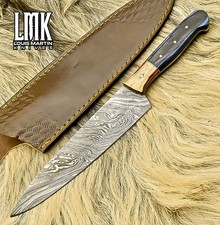 LMK Hand Crafted Full Tang Knife Twist Damascus Hard Wood Wooden Bolster Hunter