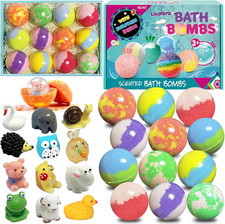 Bath Bombs for Kids with Surprise Inside, 12Pcs Bath Bombs with Toys, Organic Co