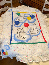 Vintage 90  s Carter  s Crib Bedding Set, Cotton, White/Multicolor Polka Dot Bears