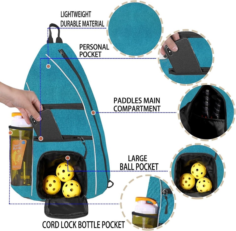 Pickleball Bag Crossbody Sling Bag/Backpack for Women Men Cha... | eBay