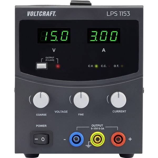 Voltcraft lps1153 alimentatore da laboratorio regolabile 0 15 v/dc 3 a 45