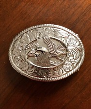 Western Flying American Bald Eagle Head Metal Unisex Men  s Belt Buckle
