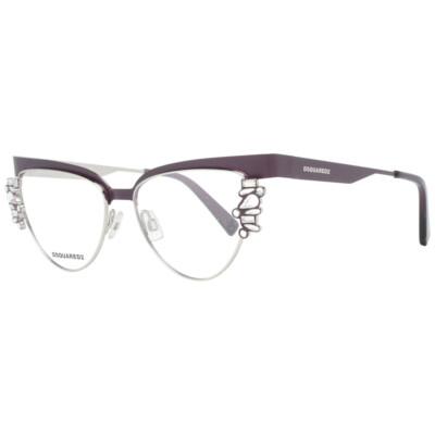 DSQUARED2 DQ5276 082 Purple Silver Metal Cat Eye Eyeglasses Frame 52-15-135 5276