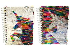 LADY JAYNE 100 RULED SHEETS UNICORN RAINBOW,SILVER REVERSE SEQUINS JOURNAL,DIARY