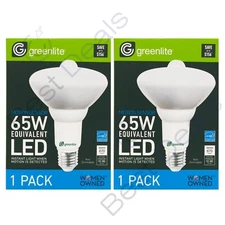 2 Pack Greenlite Motion Sensor LED 8W = 65W BR30 Floodlight Light Bulbs