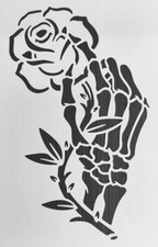 Plastic Stencil - Skeleton Hand w/Rose SA1294 5 sizes to pick from