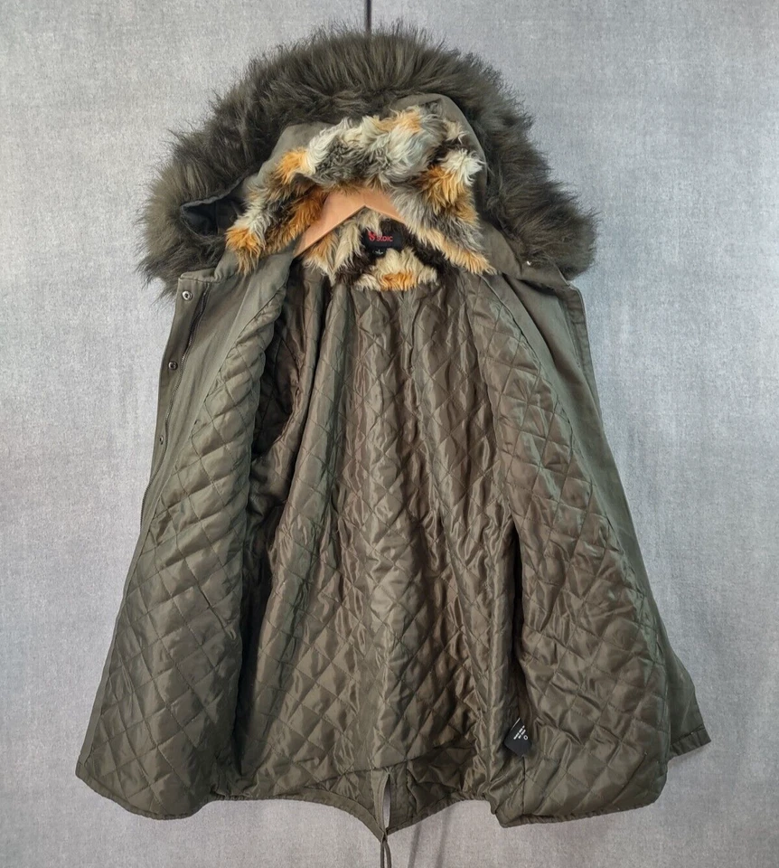 Abrigo Estoico Mujer Grande Verde Aislado Anorak Parka Chaqueta Esquí Capucha Extraíble Foto 3 de 4