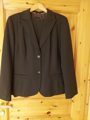  Hosenanzug, ONE TOUCH, Gr. 44, dunkelbraun, Viskosegemisch, Hose extra lang