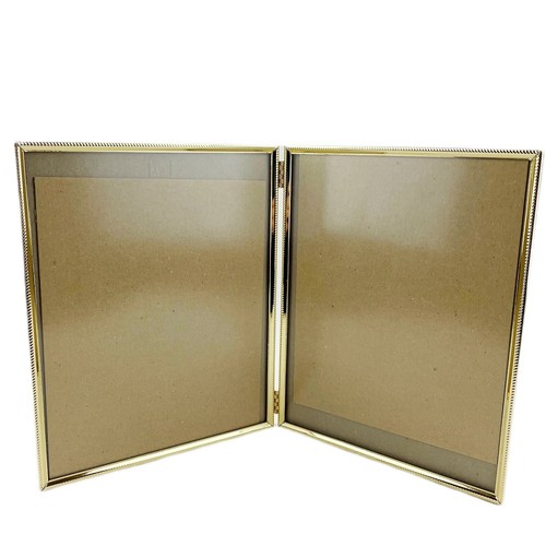 Vintage Hinged Double Photo Picture Frame 8 x 10 Mid Century MCM Gold ...