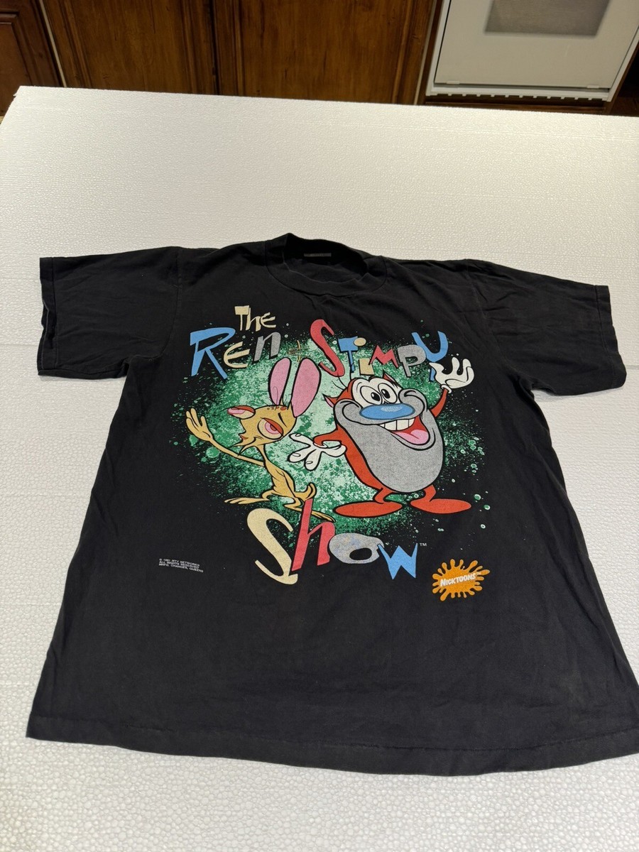 Vintage The Ren & Stimpy Changes T-Shirt Size L 1991 Black Single