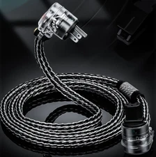 8 AWG OCC Silver Hybrid Power Cable EU US HiFi Audio Power Cord Right Angle Plug