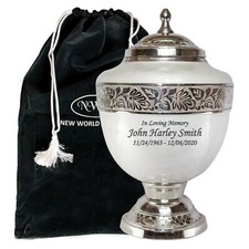 White Adult Funeral Cremation Urn With Keepsake, Personalized Urn for Human Ashe