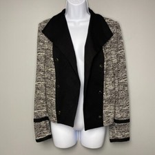 NWOT Calvin Klein Black and White Knit Open Front Women's Blazer Size 6