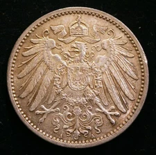 FOREIGN SILVER COIN - Hamburg, 1 Mark, 1914-A, KM-14, NICE XF-AU CONDITION