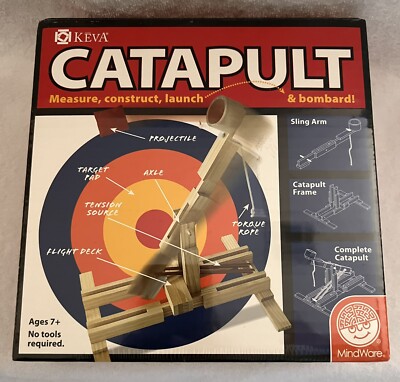 Keva Catapult Mindware. Measure Construct Launch & Bombard! Sealed. Ages 7+