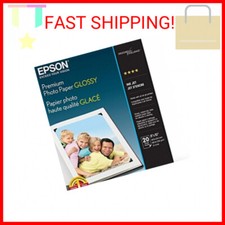 Epson Premium Photo Paper GLOSSY 8x10 Inches, 20 Sheets  S041465 ,White
