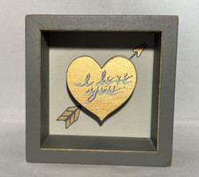 I Love You 3D Heart Wooden Box Sign Home Decor Primitives by Kathy