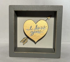 I Love You 3D Heart Wooden Box Sign Home Decor Primitives by Kathy