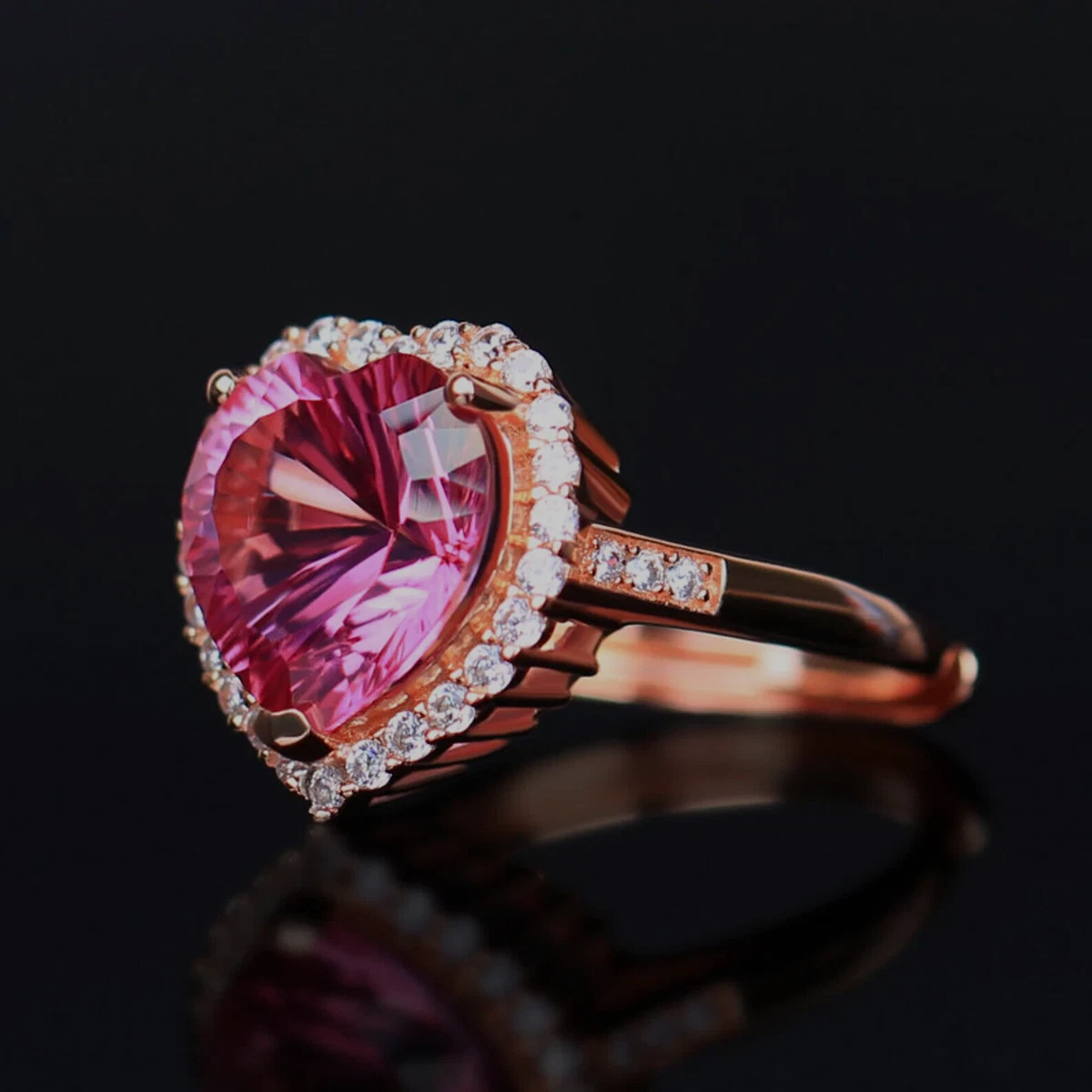 Pink topaz shop and diamond ring