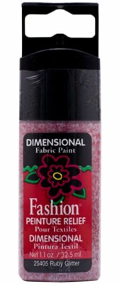 Plaid Dimensional Fabric Paint for Embellishing 1.1 Oz. Ruby Glitter Lot of 3