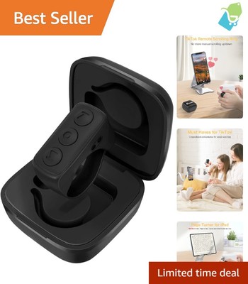 Bluetooth Remote for TikTok, Kindle App & Video Recording - Compact Black Design